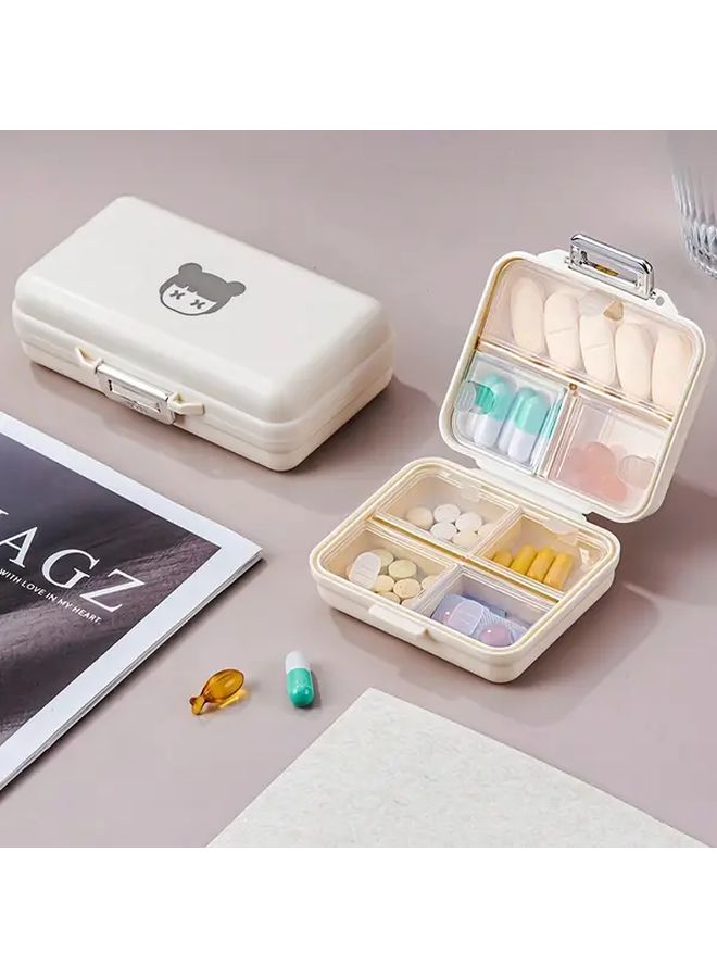 Yellow Cartoon Pattern Plastic 7 Compartment Portable Medicine Storage Box - Image 5
