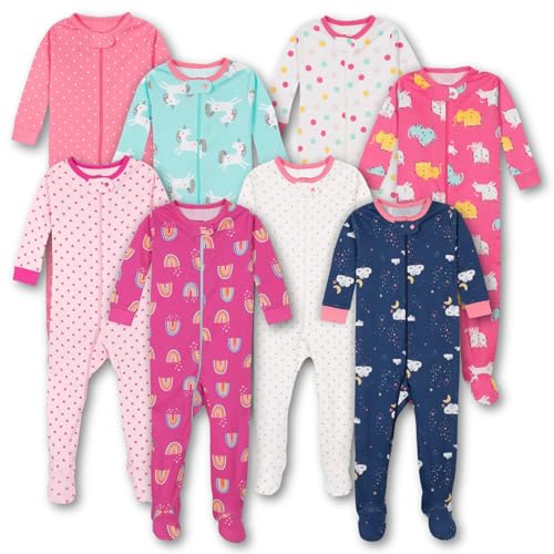 TuddyBuddy 100% Cotton Relaxed-Fit Multi Color Sleepsuit/Onesie/Romper with Zipper Closure (Baby Girl - Pack of 4 - Assorted, 0 Months-3 Months) - Image 1