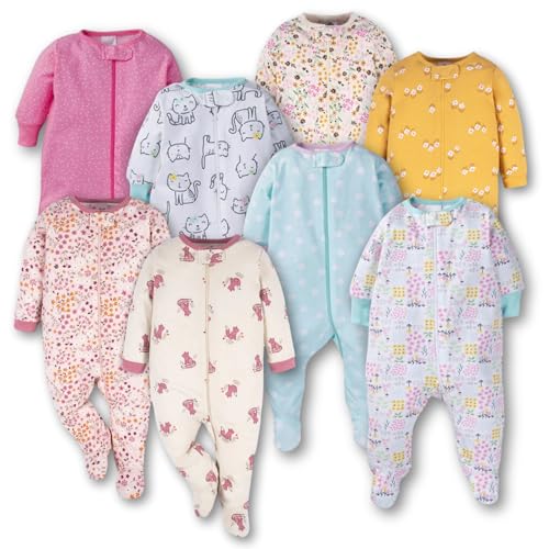 TuddyBuddy 100% Cotton Relaxed-Fit Multi Color Sleepsuit/Onesie/Romper with Zipper Closure (Baby Girl - Pack of 4 - Assorted, 0 Months-3 Months) - Image 4