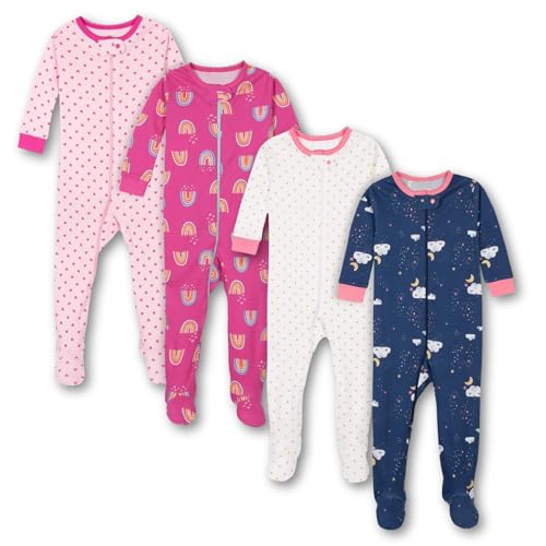 TuddyBuddy 100% Cotton Relaxed-Fit Multi Color Sleepsuit/Onesie/Romper with Zipper Closure (Baby Girl - Pack of 4 - Assorted, 0 Months-3 Months) - Image 3