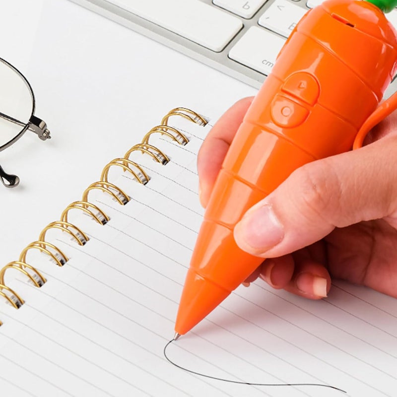 Voice Recorder Pen: 2 Pcs Orange Carrot-Shaped Dual-Purpose Smooth-Writing Ballpoint Pen - 60-Second Recording Function Compact Portable Educational Gift for Kids Students Teachers in Classroom Play S - Image 2