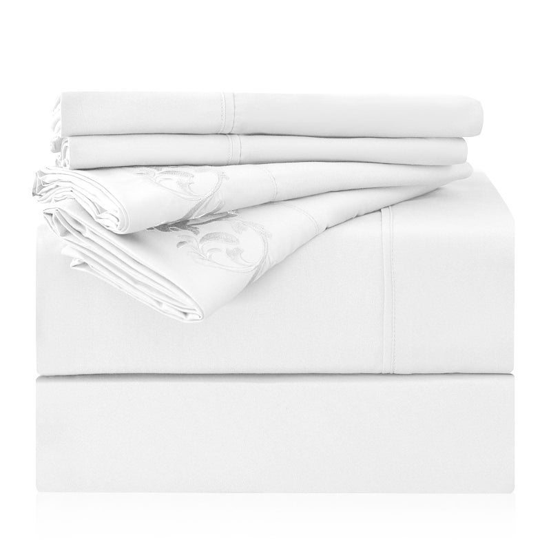 LONAVA Full Size Sheet Set - 6 Piece Hotel Luxury Wrinkle-Free Microfiber Sheet  Oeko-TEX Certified  Breathable & Elastic  16"" Deep Pockets  White - Image 1