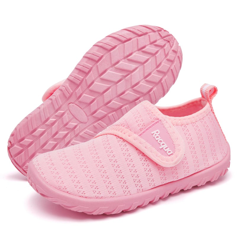 Racqua Baby Water Shoes Boys Girls Infant Resistant Quick Dry Lightweight Shoes Barefoot Non-Slip Swim Pool Beach Water Park Aqua Shoes Pink 12-18Months - Image 1