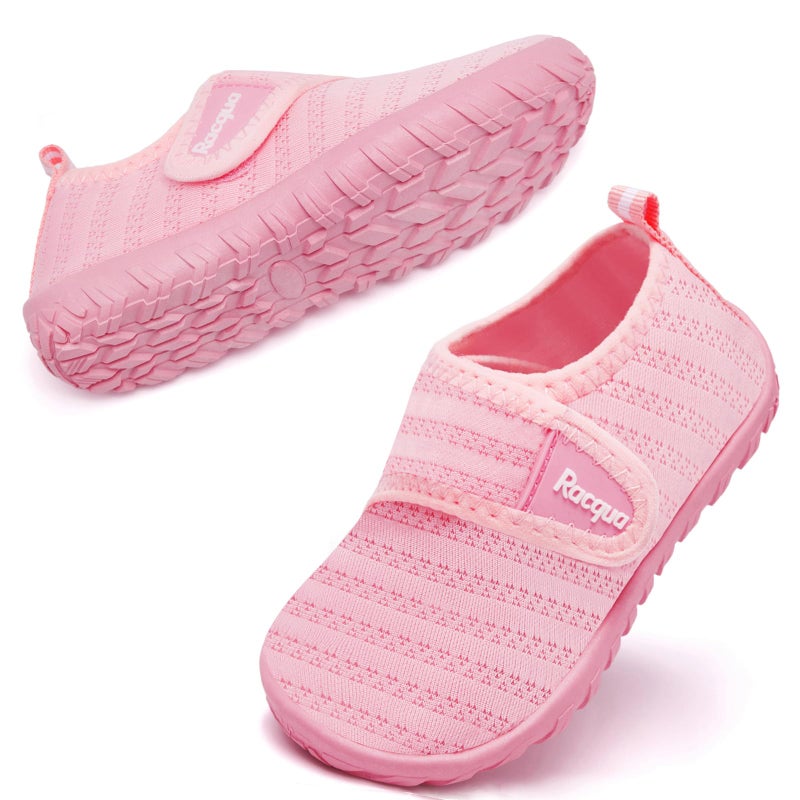 Racqua Baby Water Shoes Boys Girls Infant Resistant Quick Dry Lightweight Shoes Barefoot Non-Slip Swim Pool Beach Water Park Aqua Shoes Pink 12-18Months - Image 4