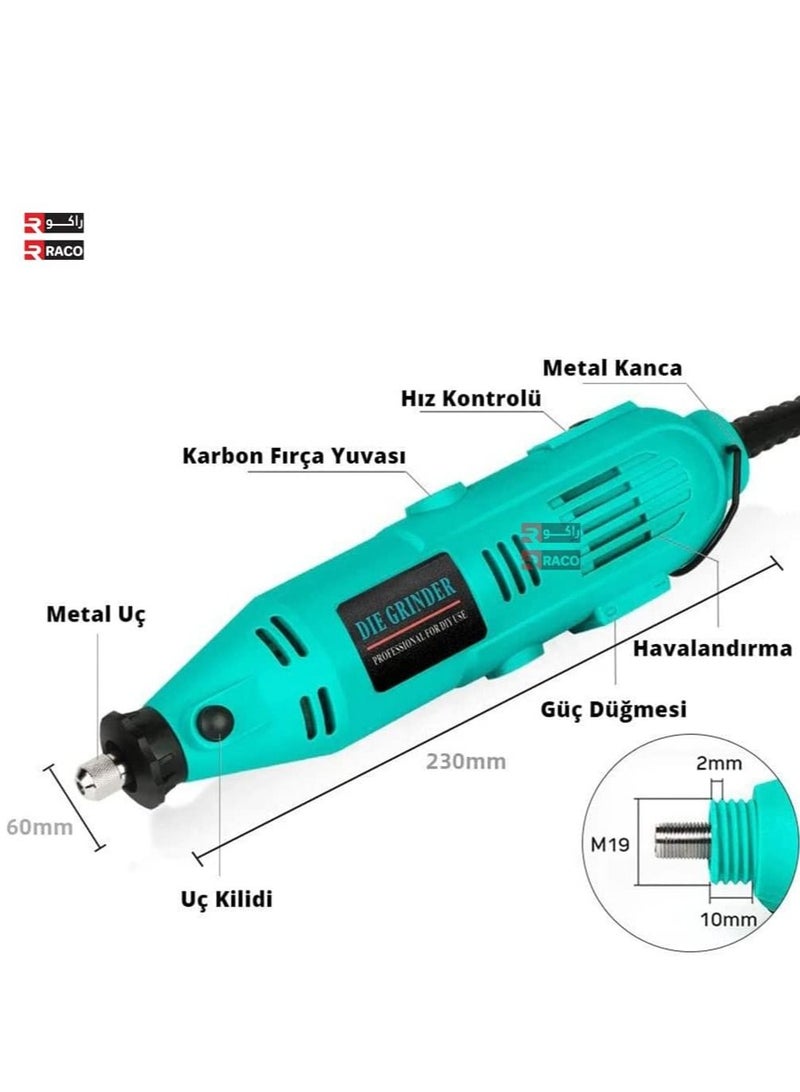 RACO RACO Professional Die Grinder Rotary Tool Kit with Flex Shaft - 102pcs Accessories Variable Speed 130W Electric Drill Set for Grinding Engraving Crafting Projects and DIY Creations  - Image 2