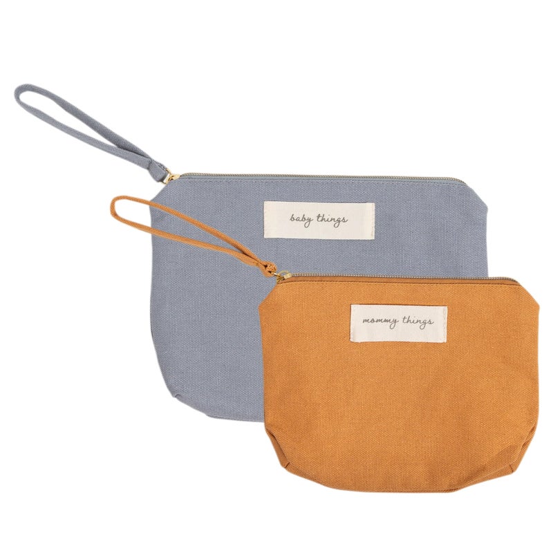 Pearhead Mom Things and Baby Things Pouch Set Diaper Bag Storage Essentials Travel Bags for Baby Neutral Cosmetic and Accessory Bags for New Mom and Newborn Set of 2 - Image 2