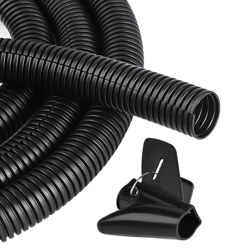 CrocSee 25ft 1 inch Flame Retardant Split Wire Loom Tubing with Installation Tool High Temp Flexible Wire Covers Cord Protectors Black - Image 1