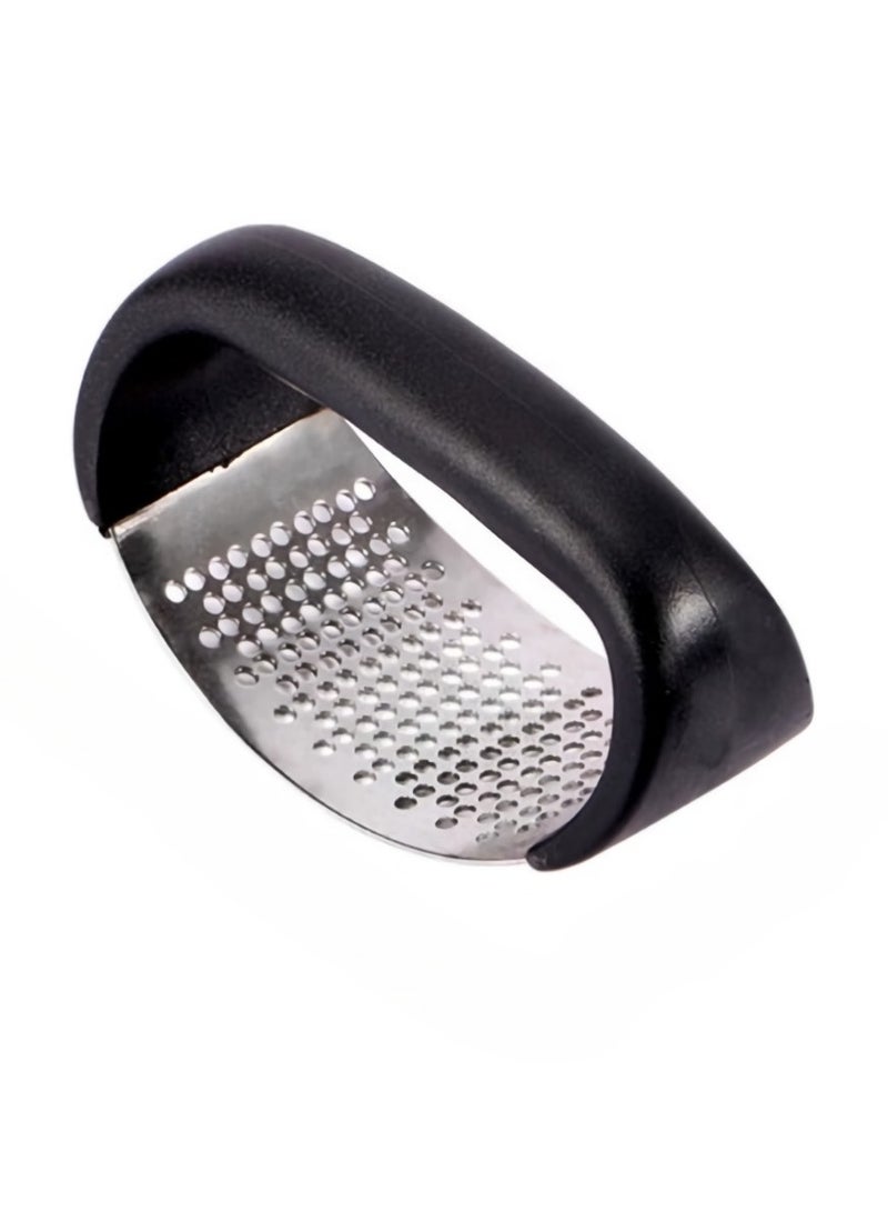 AROAQ Stainless Steel Garlic Press, Anti Slip Household Manual Garlic Press Device, Comfortable Grip Garlic Mincer Garlic Chopper, Easy To Use Garlic Squeezer Slicers For Home Kitchen, (1pc, Black) - Image 1