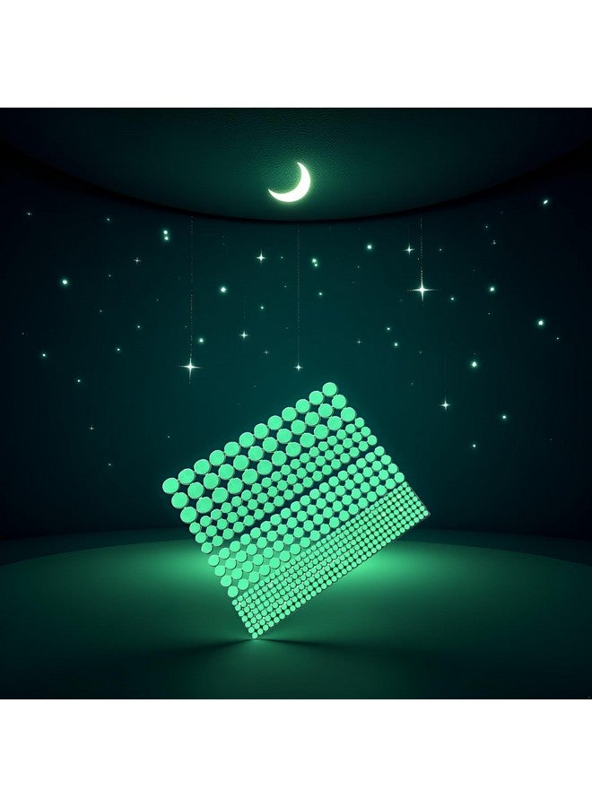 Junfamilee 1 Sheet 407 Pcs Green Glow in The Dark Wall Stickers Adhesive Dots Luminous Ceiling Decals for Kids Bedroom Halloween Home Decoration Removable Glow in Dark Dots Wall Decals Stickers Room Decor Kit - Image 3
