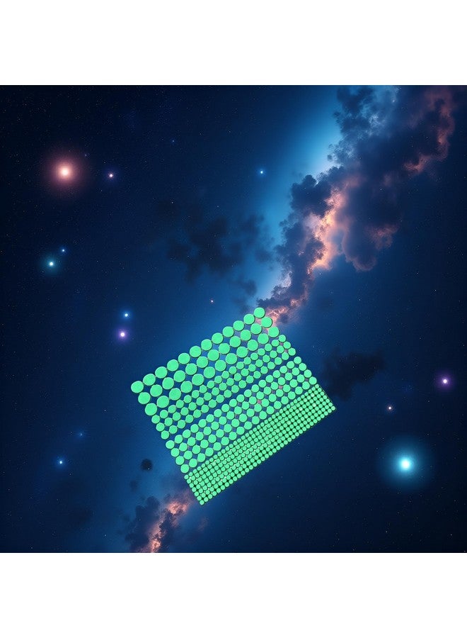 Junfamilee 1 Sheet 407 Pcs Green Glow in The Dark Wall Stickers Adhesive Dots Luminous Ceiling Decals for Kids Bedroom Halloween Home Decoration Removable Glow in Dark Dots Wall Decals Stickers Room Decor Kit - Image 5