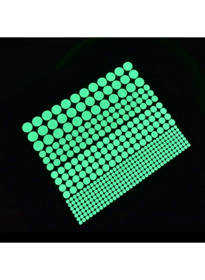 Junfamilee 1 Sheet 407 Pcs Green Glow in The Dark Wall Stickers Adhesive Dots Luminous Ceiling Decals for Kids Bedroom Halloween Home Decoration Removable Glow in Dark Dots Wall Decals Stickers Room Decor Kit - Image 1