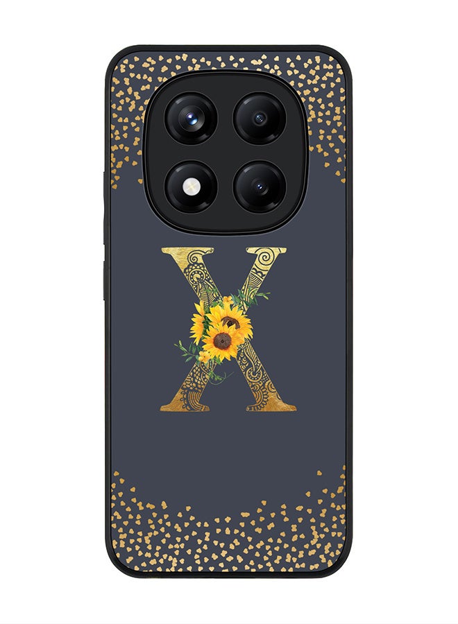 Stylizedd For Xiaomi Redmi Note 14 Pro+ 5G 5G Case,Slim fit Camera Protection, Shockproof Thin Phone cover  - Custom Floral Monogram - X  (Grey ) - Image 1