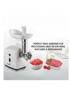 ICONA ICONA 400W Electric Meat Grinder with 2 Speeds, 3 Attachments & Reverse Function, Durable White Design for Meat, Sausages, and Kibbeh Preparation  - Image 5