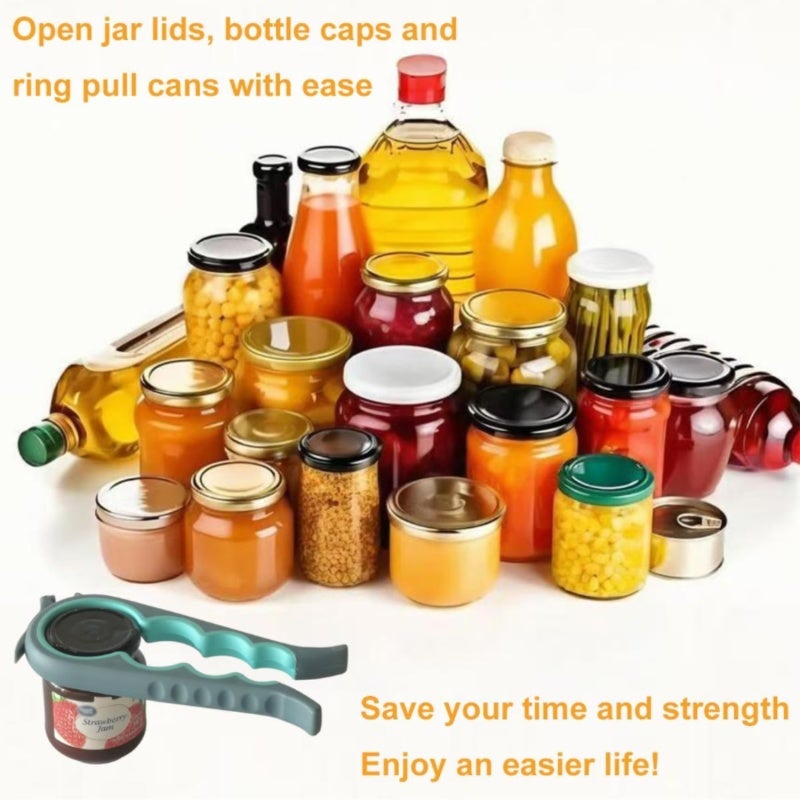 Jar Opener: Blue Labor-saving Design - Multi-function Bottle & Can Opening Tool for People With Weak Hand Strength Arthritis Sufferers - Image 2