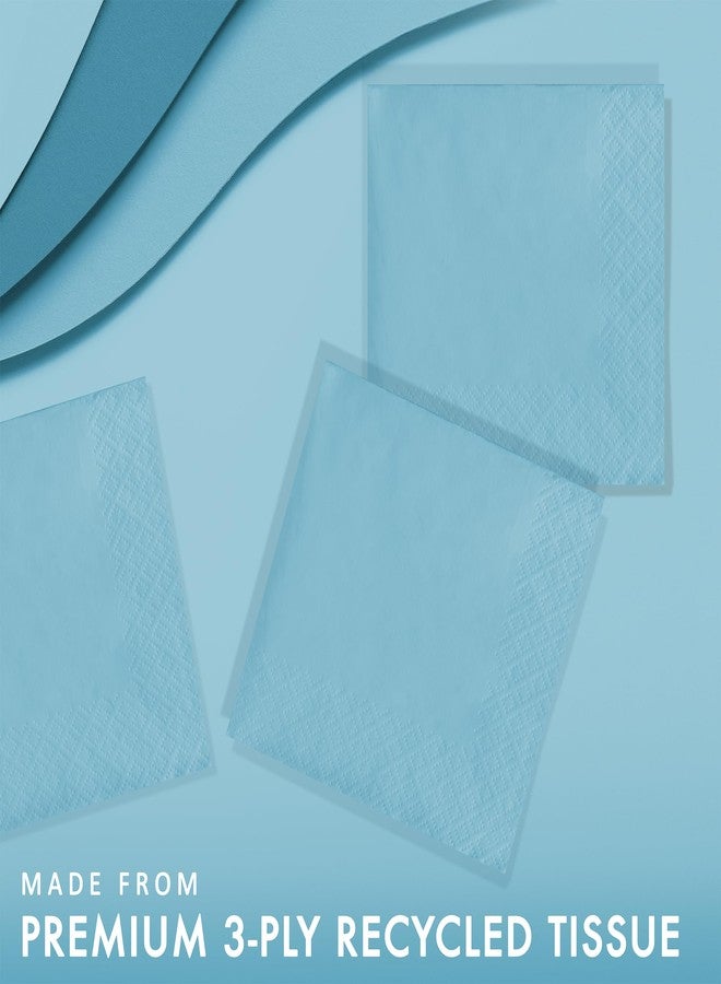 CREATIVE CONVERTING 50-Count Touch of Color 3-Ply Paper Beverage Napkins, Pastel Blue - Image 2