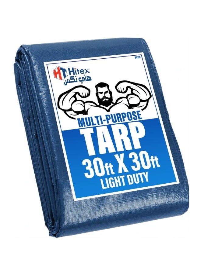 Hitex Tarpaulin Sheet – Light, Medium & Heavy Duty Waterproof Cover | UV Resistant, Tear-Proof, Multi-Purpose Tarpaulin for Construction, Storage & Camping (BLUE (LIGHT DUTY), 30ft X 30ft) - Image 1