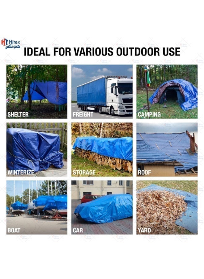 Hitex Tarpaulin Sheet – Light, Medium & Heavy Duty Waterproof Cover | UV Resistant, Tear-Proof, Multi-Purpose Tarpaulin for Construction, Storage & Camping (BLUE (LIGHT DUTY), 30ft X 30ft) - Image 4