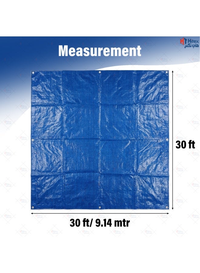 Hitex Tarpaulin Sheet – Light, Medium & Heavy Duty Waterproof Cover | UV Resistant, Tear-Proof, Multi-Purpose Tarpaulin for Construction, Storage & Camping (BLUE (LIGHT DUTY), 30ft X 30ft) - Image 2