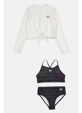 Reebok Kids Girl 3 Pieces Brand Logo Swimwear Set, Multicolor  - Image 1