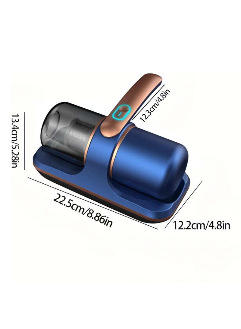 عربست أداة إزالة العث اللاسلكية، مكنسة كهربائية منزلية لإزالة العث في السرير، أدوات محمولة باليد لإزالة الغبار، معقم كهربائي للأشعة فوق البنفسجية (أزرق وذهبي) - Image 2