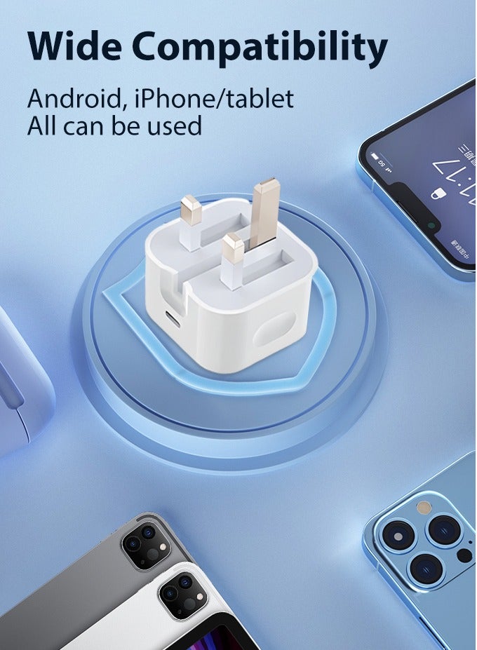iPhone Charger Type C PD 40W Fast USB C Charger iPhone 16 Fast Charger Head Type-C Power Plug Universal Travel Adapter USB-C Plug for iPhone 16/16 Pro Max/16 Pro/16 Plus/16,etc White - Image 2