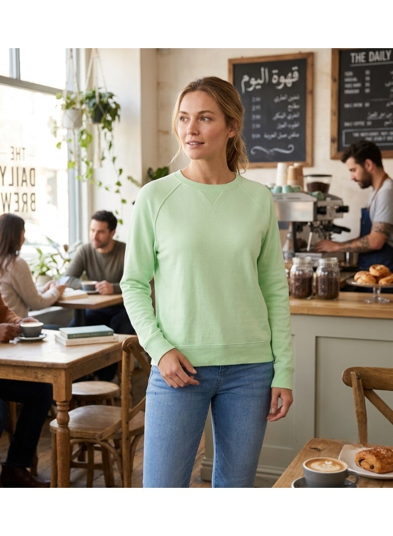 Women's Lesley Cotton and Viscose Crew Neck Sweater Soft Lightweight Long Sleeve Casual Pullover Knit Top Breathable Comfortable Everyday Fashion Jumper for Work Travel Outdoor and Daily Wear Mint Green - Image 1