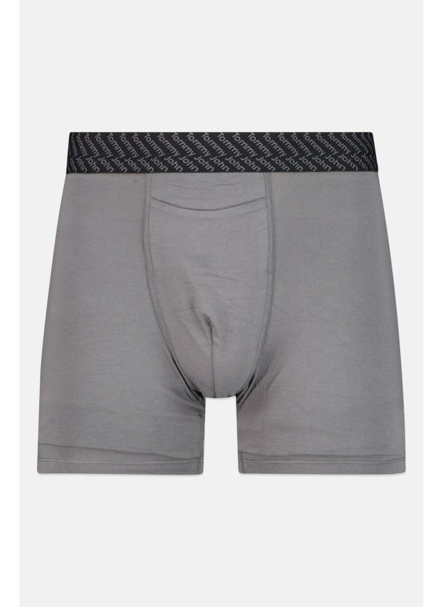 Tommy John - Men 2 Pieces 6 Inseam Brand Logo Boxer Briefs, Navy/Grey - Image 1