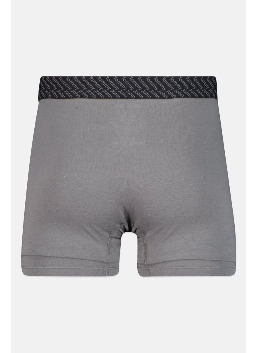 Tommy John - Men 2 Pieces 6 Inseam Brand Logo Boxer Briefs, Navy/Grey - Image 1