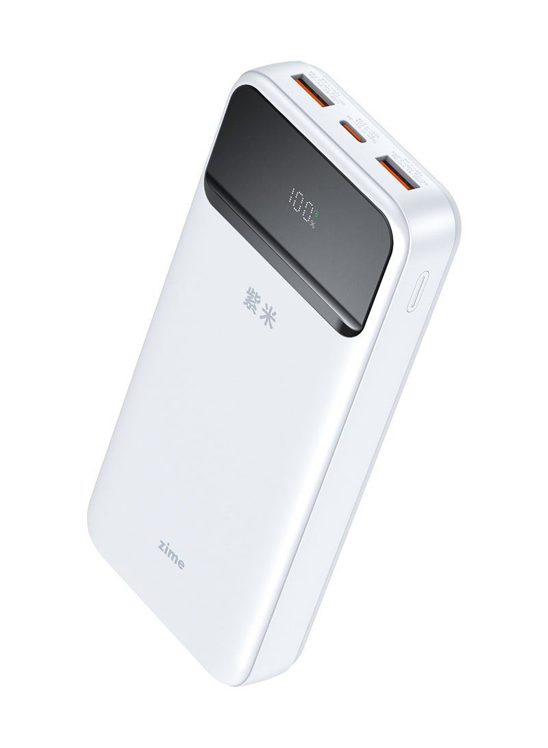 زيم بنك الطاقة zime B225، بسعة 20000 مللي أمبير وقوة قصوى 22.5 واط، شاحن محمول سريع، منفذ USB-C واحد، منفذان USB-A، بطارية احتياطية لأجهزة iPhone من سلسلة 16/15/14/13، وGalaxy، وغيرها. - Image 1