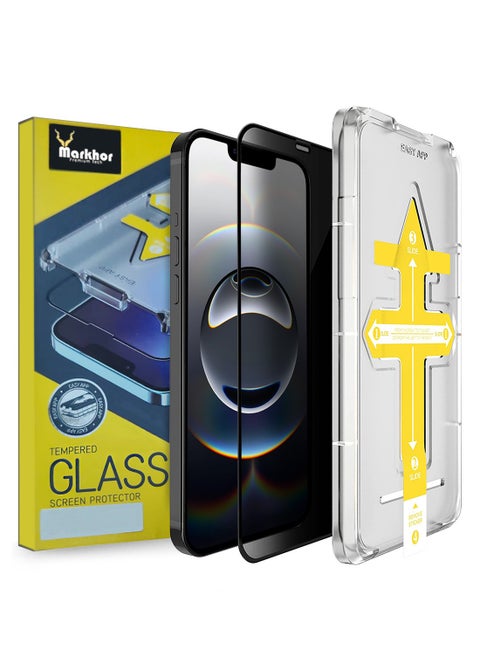 Apple iPhone 16e 5G 2025 Markhor next generation A++ Quality Privacy Anti Spy Tempered Glass Screen Protector with Auto Alignment Easy Installation Frame/App - Clear/Black