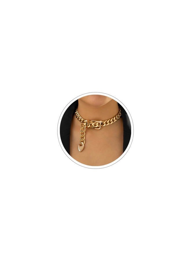 Cicod Chunky Chain Belt Necklace for Women Chunky Gold Cuban Chain Choker Necklaces Punk Style Thick Link Belts Chain Necklaces Jewelry for Men (Gold) - Image 1