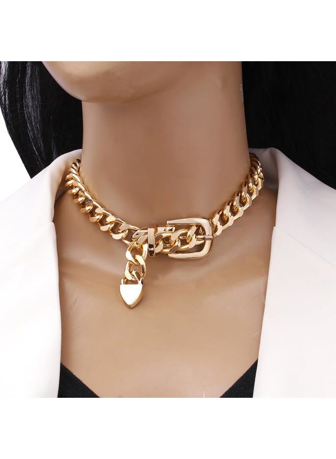 Cicod Chunky Chain Belt Necklace for Women Chunky Gold Cuban Chain Choker Necklaces Punk Style Thick Link Belts Chain Necklaces Jewelry for Men (Gold) - Image 4