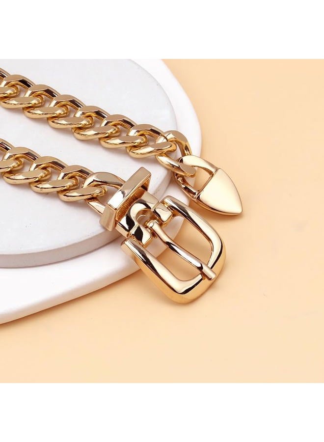 Cicod Chunky Chain Belt Necklace for Women Chunky Gold Cuban Chain Choker Necklaces Punk Style Thick Link Belts Chain Necklaces Jewelry for Men (Gold) - Image 5