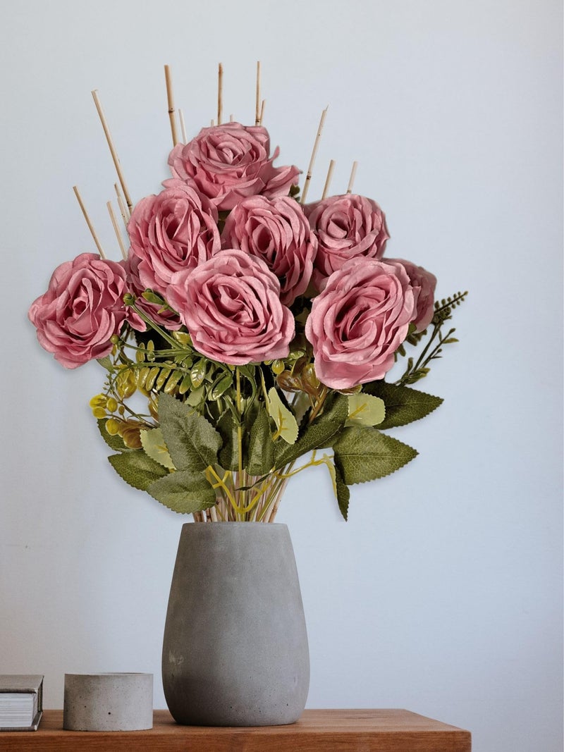 ARTSY® Artificial Flowers for Decoration Rose Flower Bunch for vase/Pot, Home/Office Decor, Gift, Artificial Plant, Craft, Without Vase, Pack of 1 Piece, Purple, 40 cm Height - Image 4