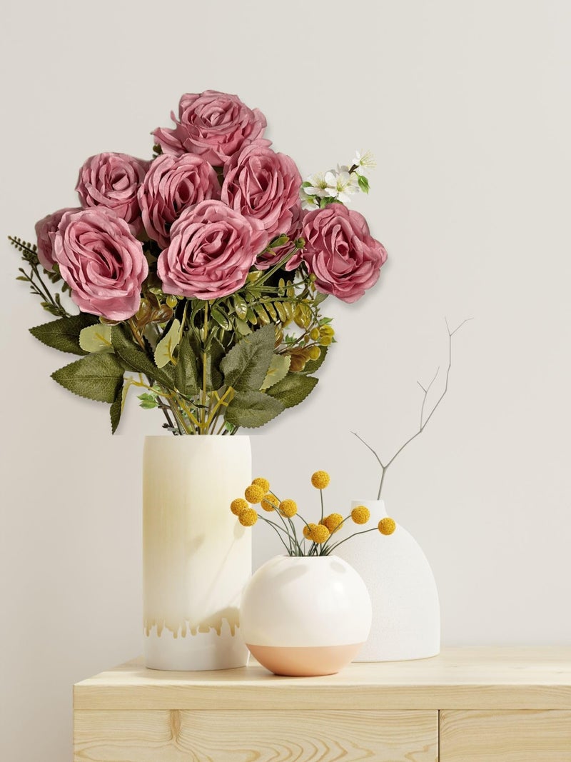 ARTSY® Artificial Flowers for Decoration Rose Flower Bunch for vase/Pot, Home/Office Decor, Gift, Artificial Plant, Craft, Without Vase, Pack of 1 Piece, Purple, 40 cm Height - Image 2