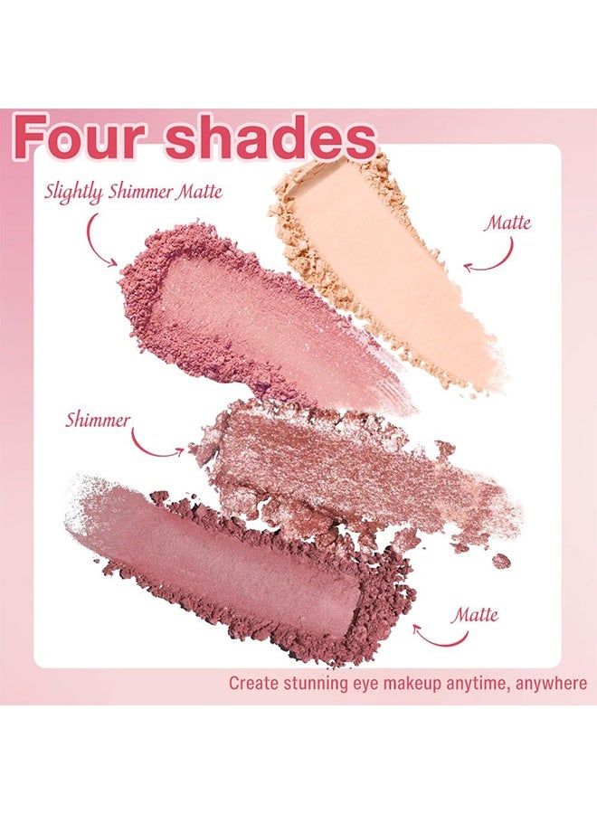 MYHO Brilliant And Bright Four-Color Eyeshadow Palette, Neutral Nude Brown Eye Enhancers Eyeshadow Palette, Metallic and Shimmer Magic Eyeshadow, Velvety Pigmented Creamy Formula, Four Way Quad Eye Shadow Palette  01#Shimmer&Matte Pink - Image 3