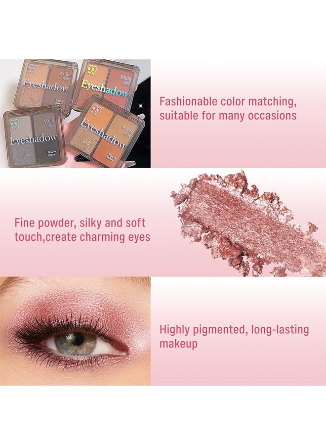 MYHO Brilliant And Bright Four-Color Eyeshadow Palette, Neutral Nude Brown Eye Enhancers Eyeshadow Palette, Metallic and Shimmer Magic Eyeshadow, Velvety Pigmented Creamy Formula, Four Way Quad Eye Shadow Palette  01#Shimmer&Matte Pink - Image 5
