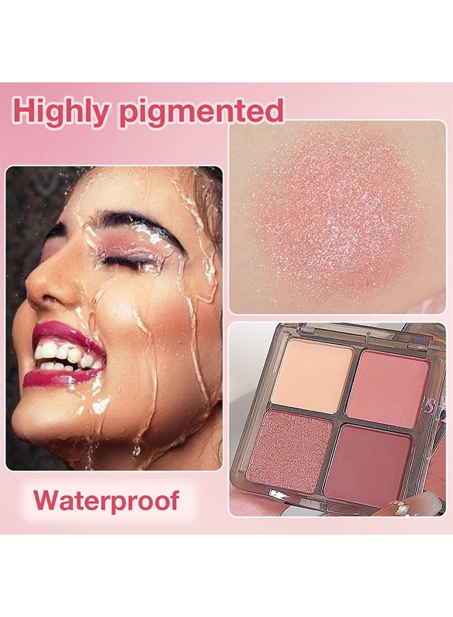 MYHO Brilliant And Bright Four-Color Eyeshadow Palette, Neutral Nude Brown Eye Enhancers Eyeshadow Palette, Metallic and Shimmer Magic Eyeshadow, Velvety Pigmented Creamy Formula, Four Way Quad Eye Shadow Palette  01#Shimmer&Matte Pink - Image 4