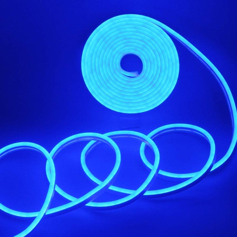 YM EBright Blue Led Neon Strip Lights 12V Indoor Outdoor 16.4Ft 600SMD Silicone Waterproof Flexible for Signboard Bar Home TV Kitchen Bedroom Party Event Wedding Holiday Decoration (No Power Adapter) - Image 1