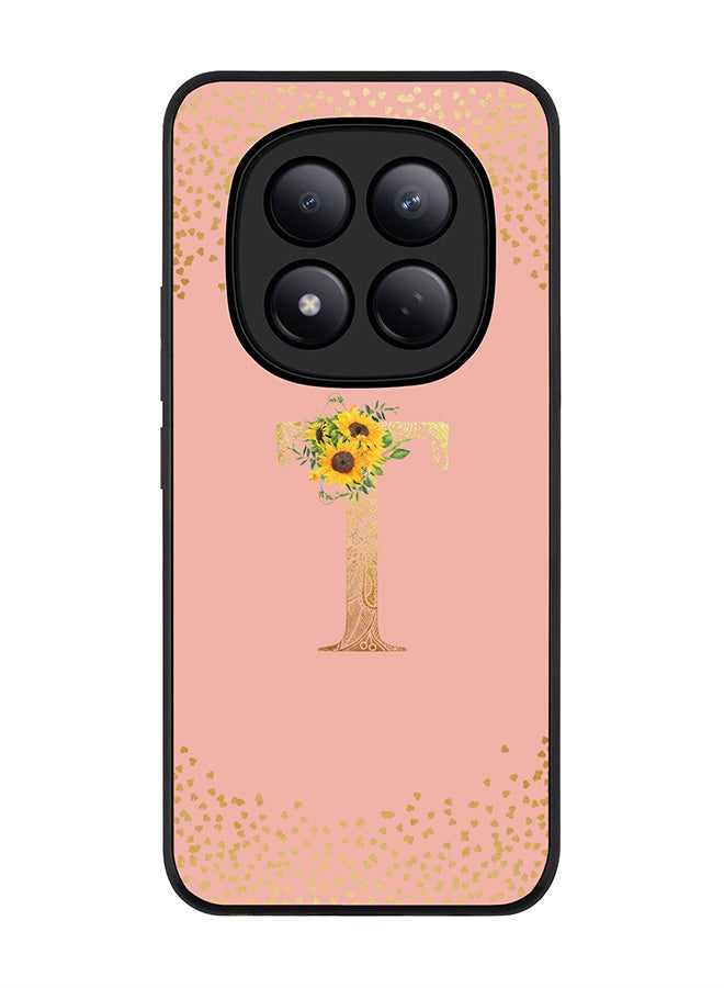 For Xiaomi Redmi Note 15 Pro 4G Case,Slim fit Camera Protection, Shockproof Thin Phone cover  - Custom Floral Monogram - T  (Rose Pink )