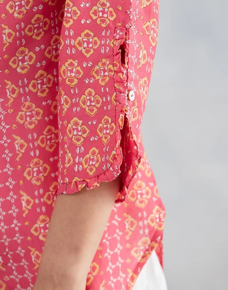 Fabindia Pink Rayon Blend Shirt