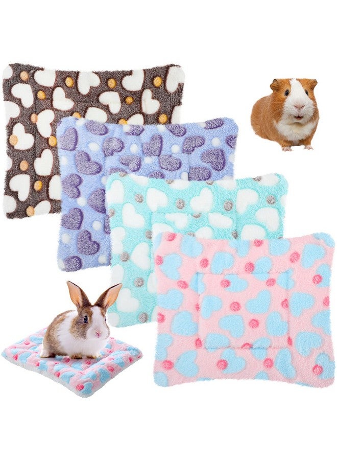 Jetec 4-Piece Rabbit Bunny Bed - 10 x 11 Inch Guinea Pig Bed Mats - Plush Bunny Pad Mats for Small Animals, Dogs, Cats, Hamsters - Heart Pattern - Image 1