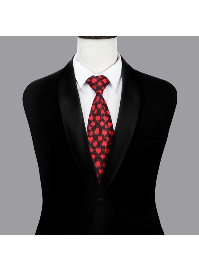 KOOELLE Men's Heart Necktie Tie Holiday Party Black Ties For Men 3.25 inch(8.3cm), 502-red, 3.25 inches (8.3cm) width, 59.5 inches (152cm) length - Image 2
