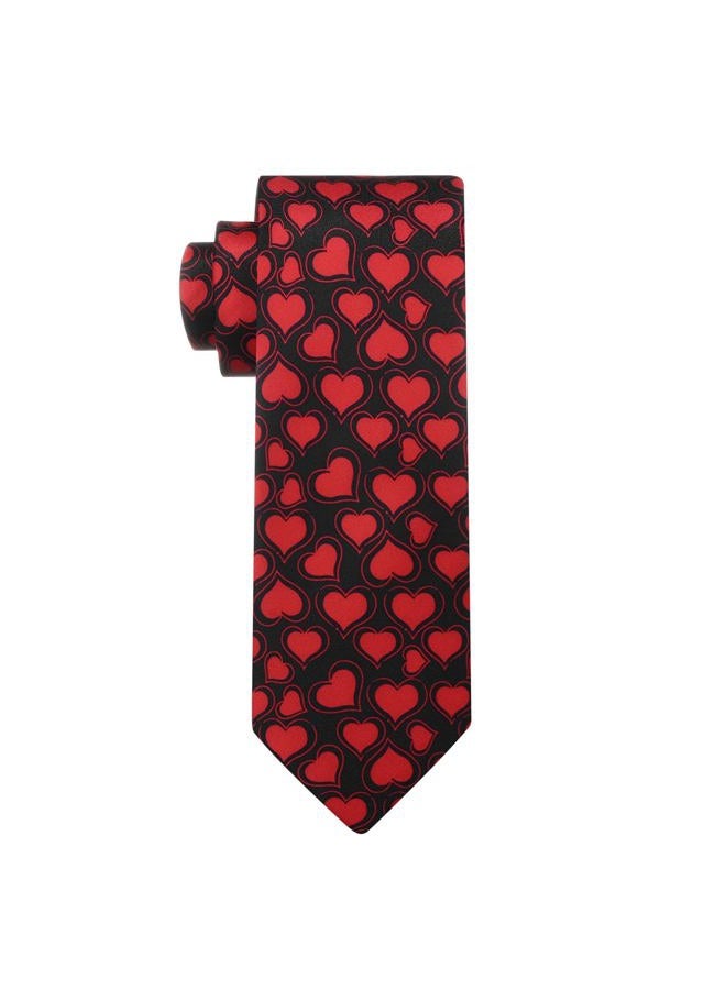 KOOELLE Men's Heart Necktie Tie Holiday Party Black Ties For Men 3.25 inch(8.3cm), 502-red, 3.25 inches (8.3cm) width, 59.5 inches (152cm) length - Image 1
