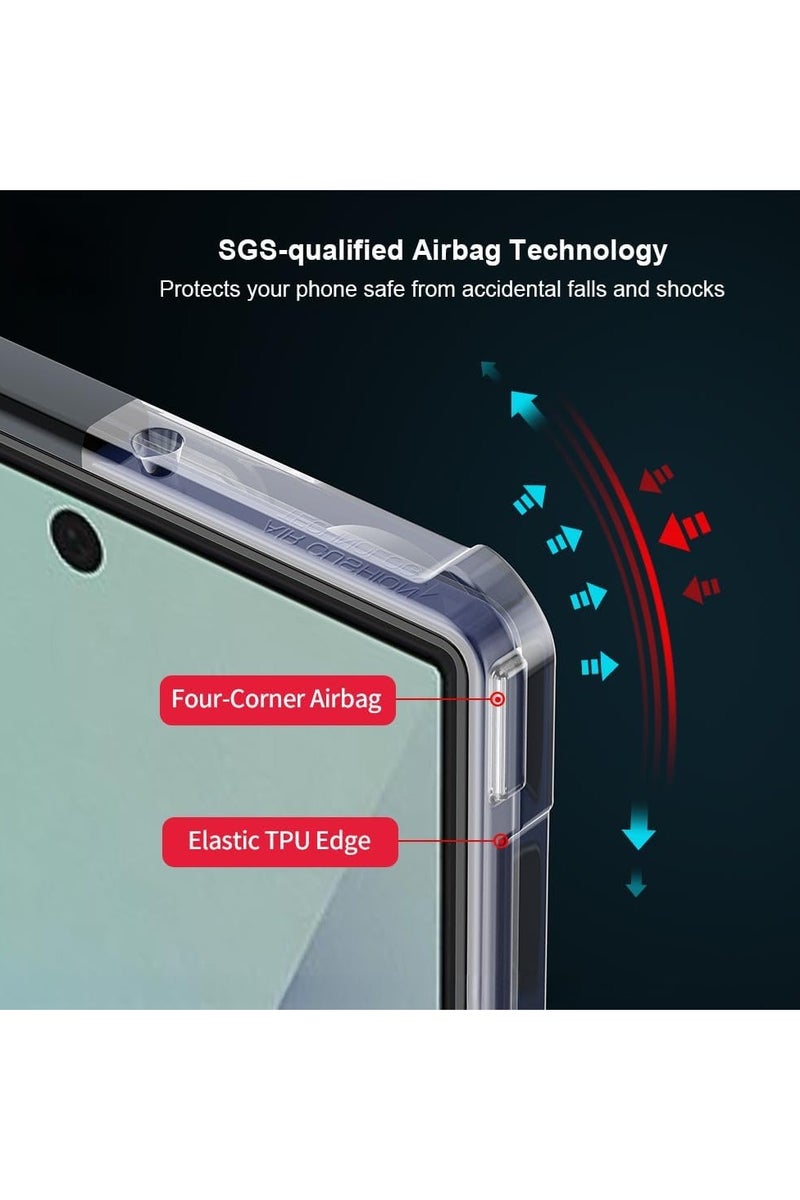 عام غلاف حماية مغناطيسي لجهاز Samsung Galaxy Z Fold 7 5G، مزود بحماية شاشة من فيلم زجاج مقوى 【يدعم الشحن اللاسلكي】 - غطاء شفاف مع حماية هوائية مضادة للصدمات، خلفية شفافة مقاومة للصدمات - Image 3