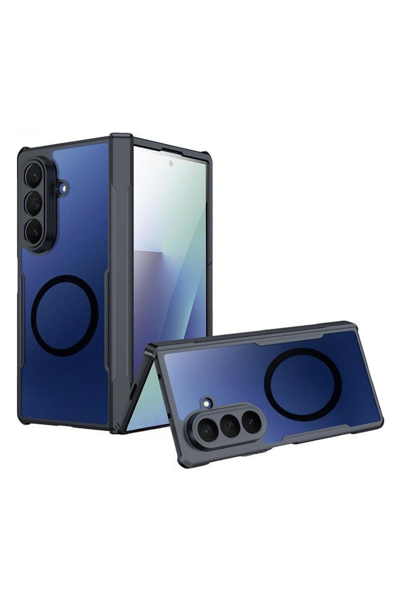 عام غلاف حماية مغناطيسي لجهاز Samsung Galaxy Z Fold 7 5G، مزود بحماية شاشة من فيلم زجاج مقوى 【يدعم الشحن اللاسلكي】 - غطاء شفاف مع حماية هوائية مضادة للصدمات، خلفية شفافة مقاومة للصدمات - Image 1