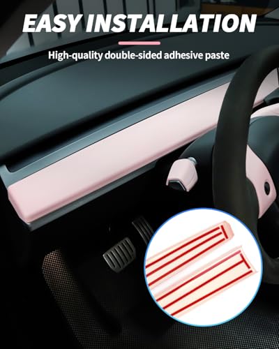 KKTR-CAR Dashboard Cover Wrap,Inter Dashboard Cover Compatible with Tesla Model 3 2017-2023 Model y 2019-2025(2 pcs) (Pink) - Image 5