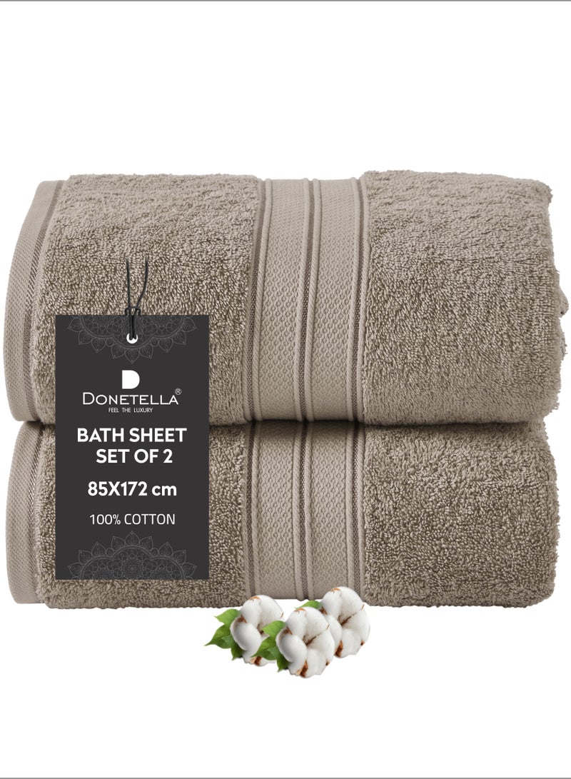 دوناتيلا طقم ملاءة حمام 100 ٪ قطن ممشط 2 قطعة (85 * 172 سم) 600 جرام لكل متر مربع منشفة كبيرة ، ماصة للغاية ، سريعة الجفاف ، أفضل منشفة للحمام والسبا والفندق ، بيج غامق - Image 1