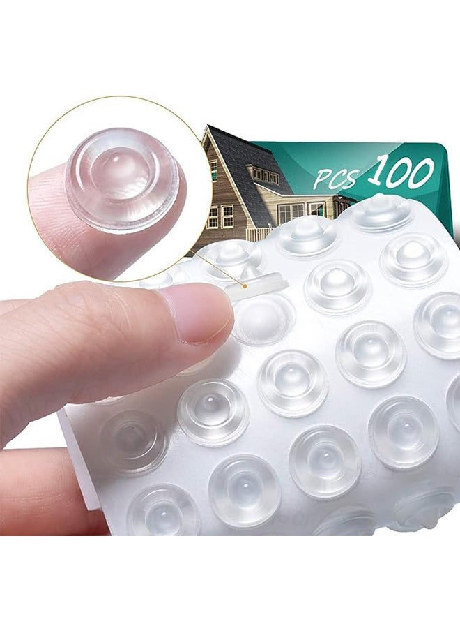 Generic 100Pcs Anti Collision Pad Noise Reduction and Shock Absorption Silicone Particles Cabinet Door Pack Sound Dampening Circular Dots Cupboard Bumpers Clear Soft Rubber for Drawers Table Tops Laptop  - Image 1