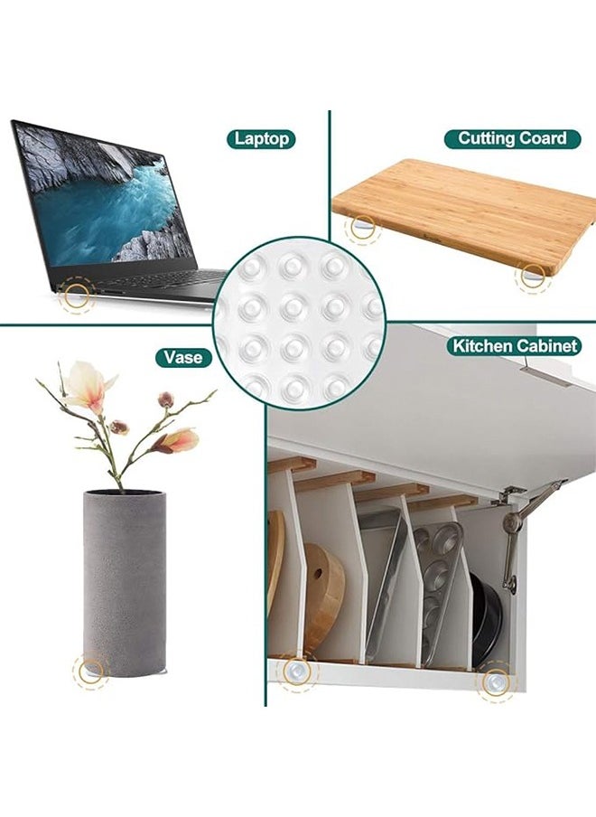 Generic 100Pcs Anti Collision Pad Noise Reduction and Shock Absorption Silicone Particles Cabinet Door Pack Sound Dampening Circular Dots Cupboard Bumpers Clear Soft Rubber for Drawers Table Tops Laptop  - Image 3